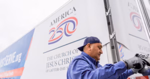 Church of Jesus Christ of Latter-day Saints Volunteers Deliver Food Donations for America250 Initiative.