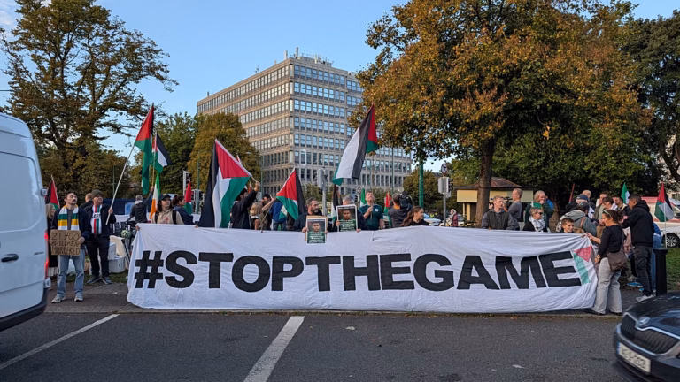 Protesters Gather Near Dublin Stadium Ahead of Ireland-Israel Match in Gaza War Protest
