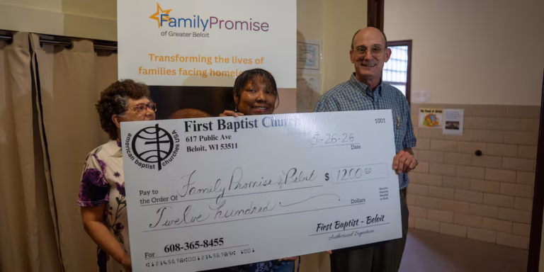 Beloit Church Donates $1,200 to Local Homeless Shelter