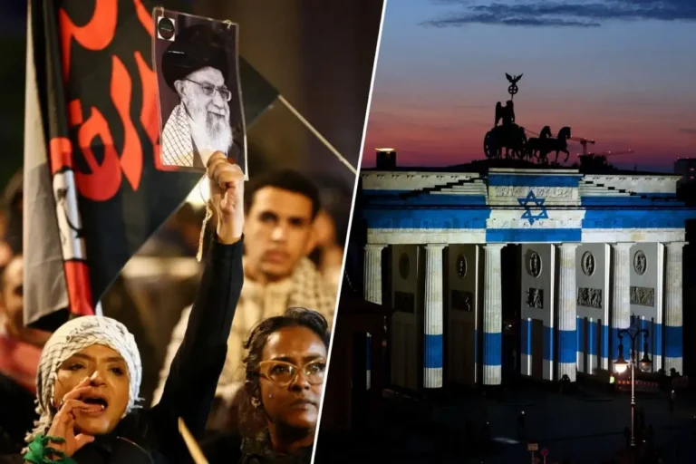 Brandenburg Gate Lit in Israeli Flag Colors as Pro-Palestinian Demonstration Dispersed in Berlin