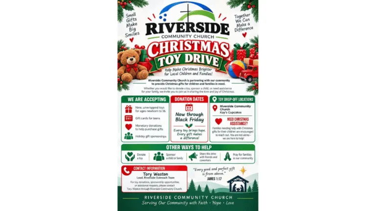 Riverside Community Church Hosting Christmas Toy Drive to Help Local Families