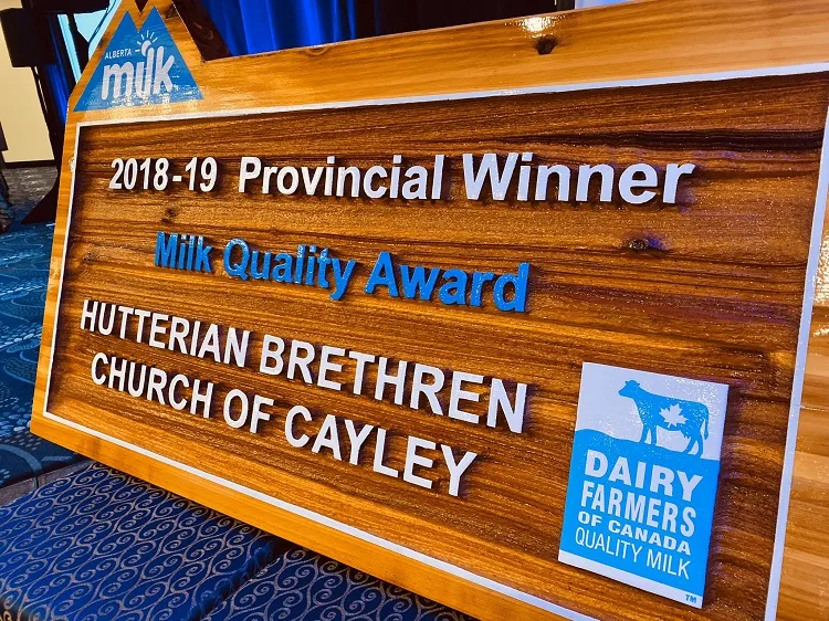 Cayley Hutterite Colony Wins Fifth Top Quality Milk Award in Alberta