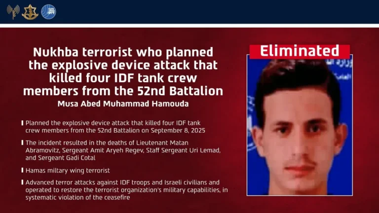IDF and Shin Bet kill Hamas terrorist linked to attack that killed four soldiers