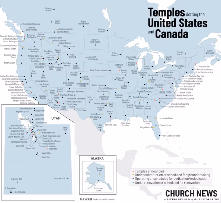 Church Announces Locations of 385 Temples Worldwide, Including 222 Dedicated and 13 Scheduled for Dedication