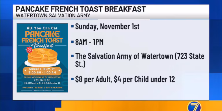 Watertown Salvation Army Announces Pancake Breakfast and Red Kettle Campaign Fundraisers
